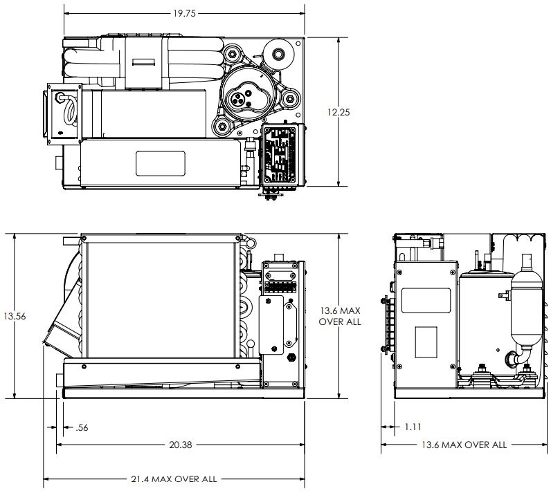 Flagship 9000 btus side discharge dimensions